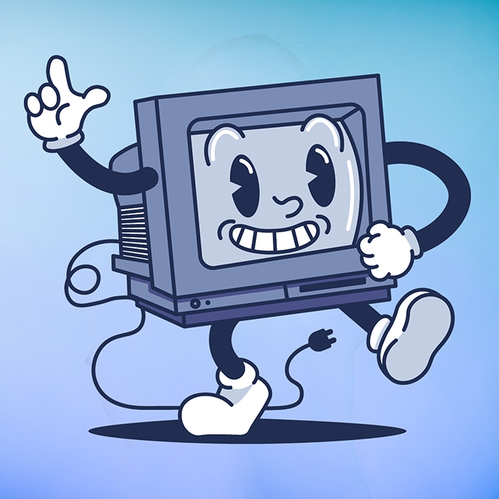 Gráfico de un ordenador personalizado sobre fondo azul