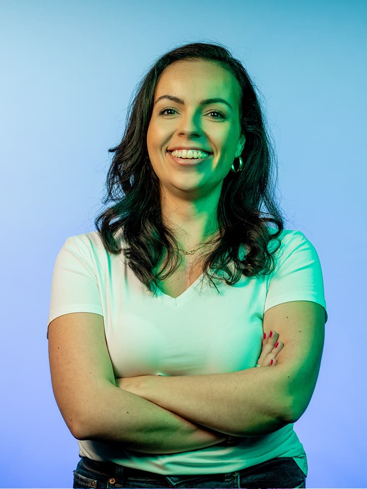 woman smiles